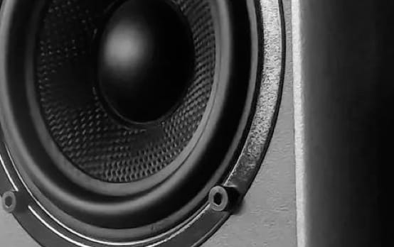 A 2 black & white Speaker zoomed in